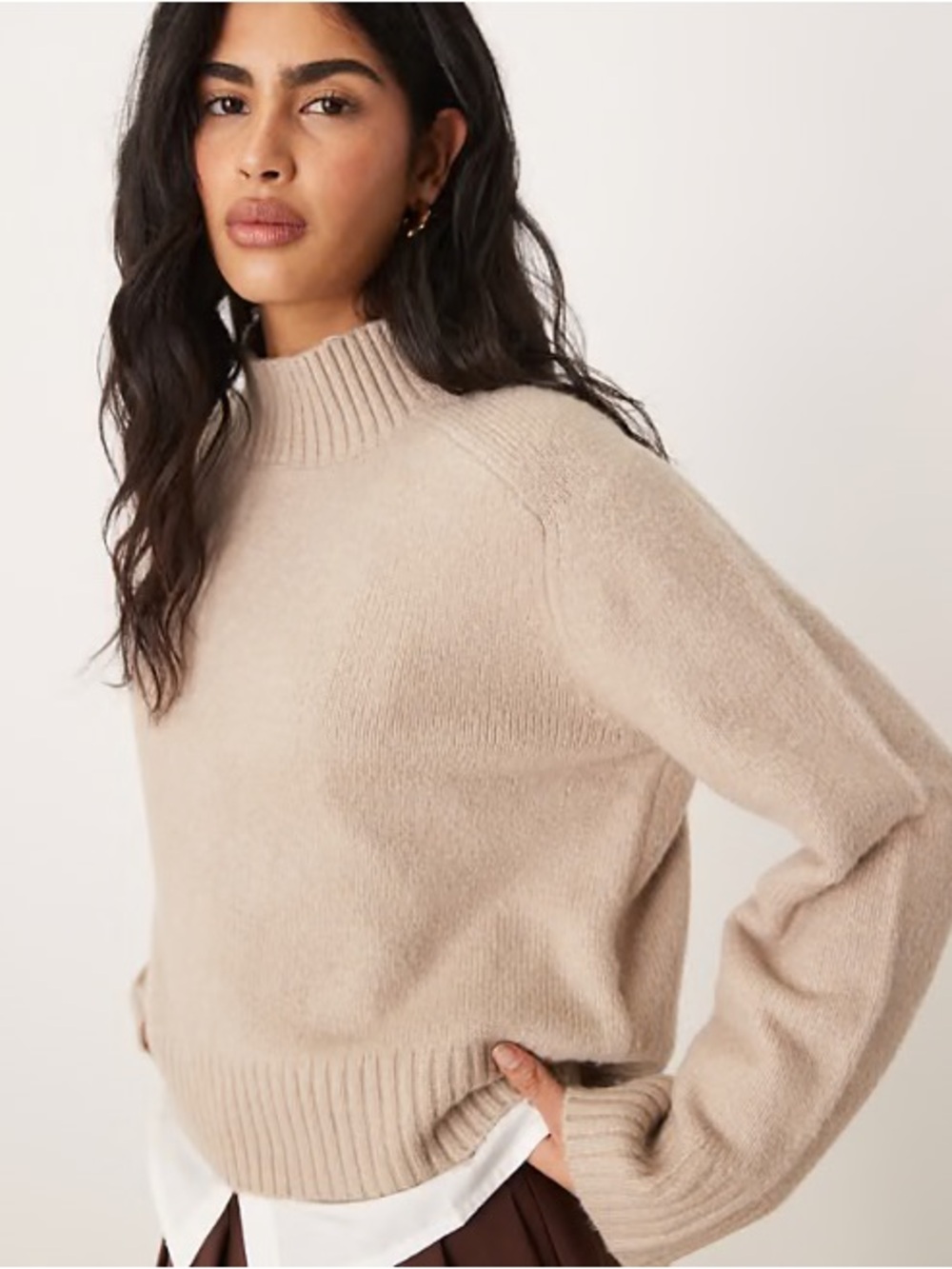 Abercrombie & Fitch Women's Beige Mock Neck Sweater